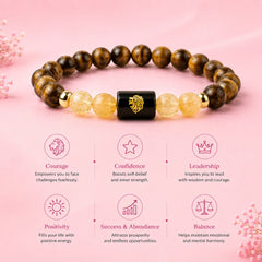 Leo (सिंह) Zodiac Bracelet with FREE Raw Selenite Plate
