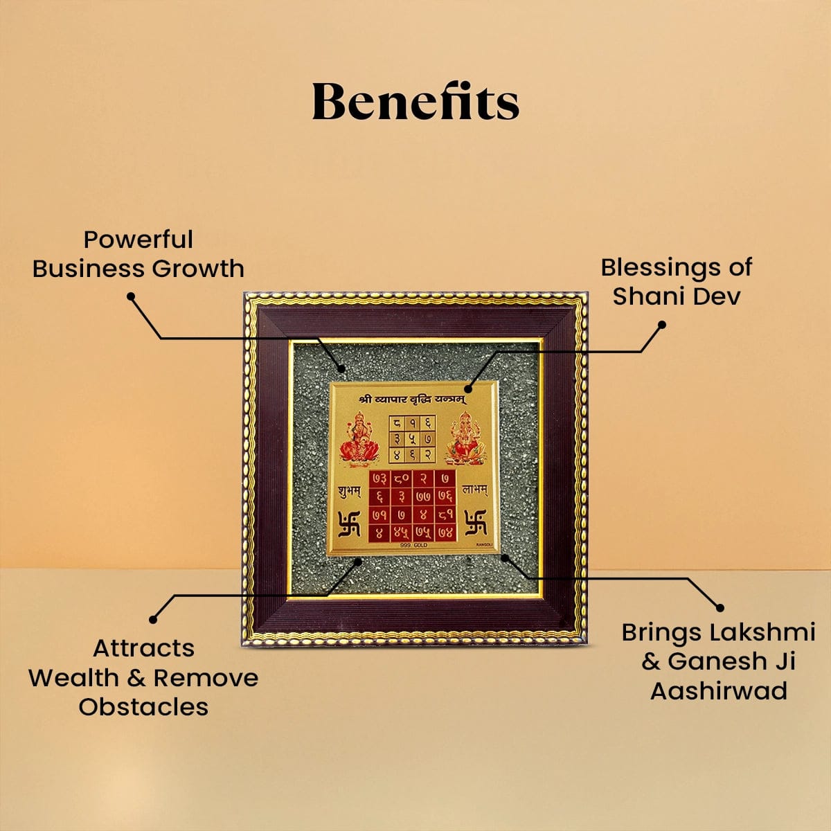 Vyapar Vridhhi Yantra on premium Raw Pyrite Frame