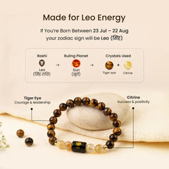Leo (सिंह) Zodiac Bracelet with FREE Raw Selenite Plate