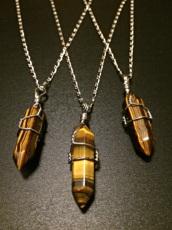 tiger eye pendent with chain