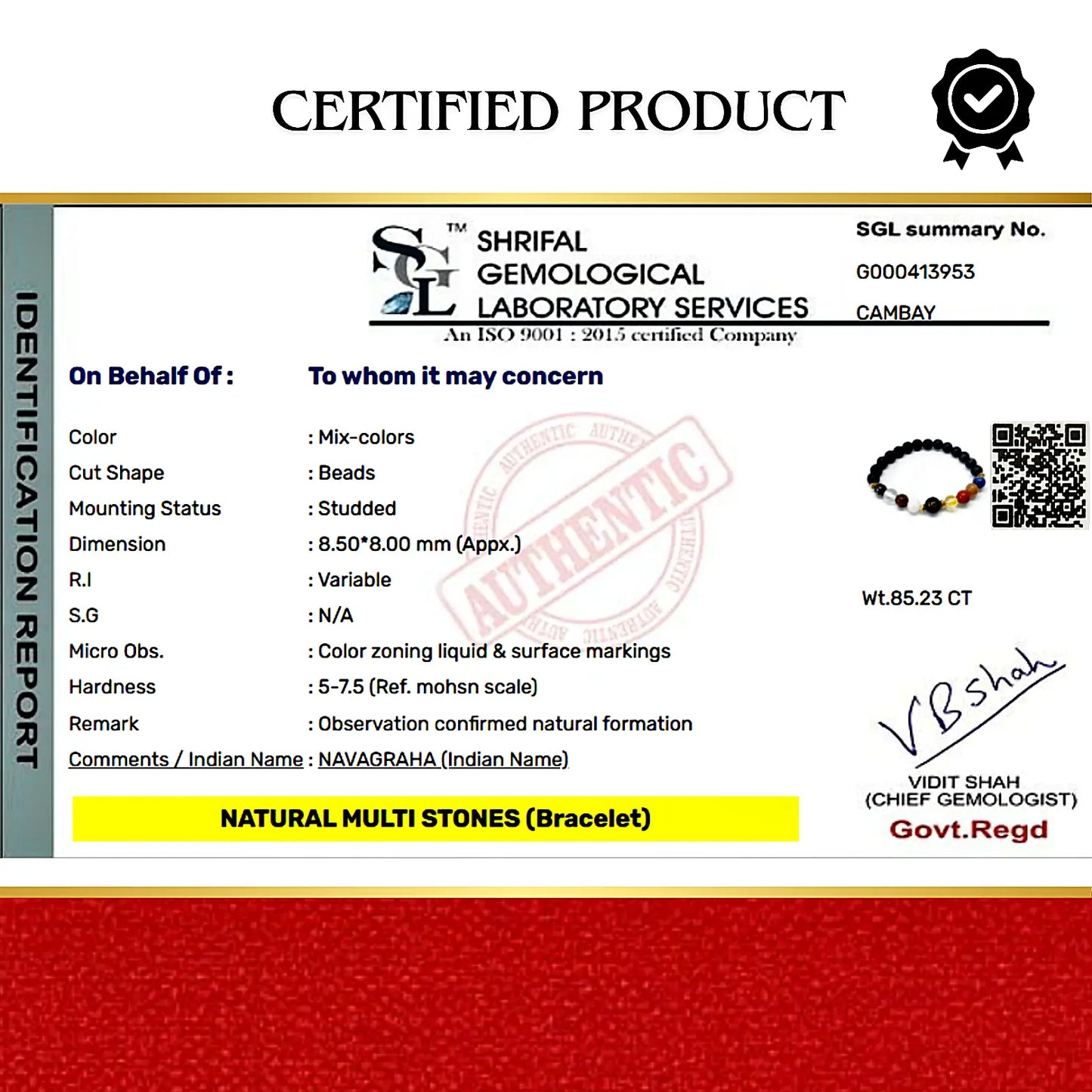 Navagraha Natural Multi Stones Bracelet