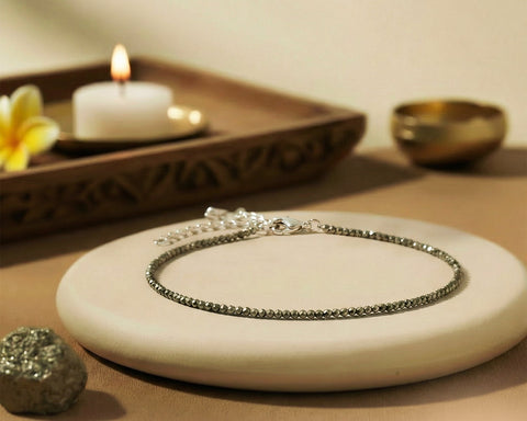 Raw Pyrite Anklet +Premium Pyrite pendent (With Lab certificate)