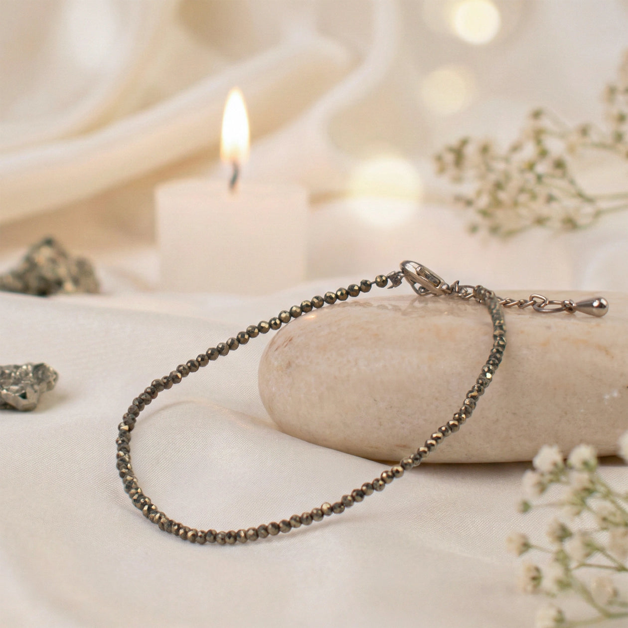Raw Pyrite Anklet +Premium Pyrite pendent (With Lab certificate)