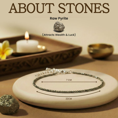 Raw Pyrite Anklet +Premium Pyrite pendent (With Lab certificate)
