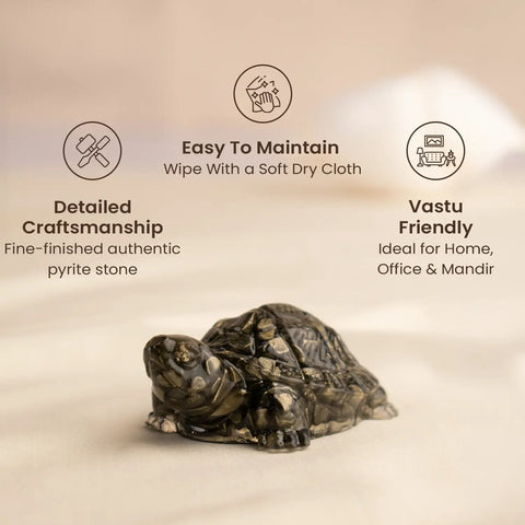 Pyrite Tortoise (Kachhua) for Money, Protection & Vastu with lab certificate