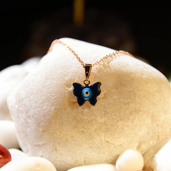 Evil Eye Natural Butterfly Pendant