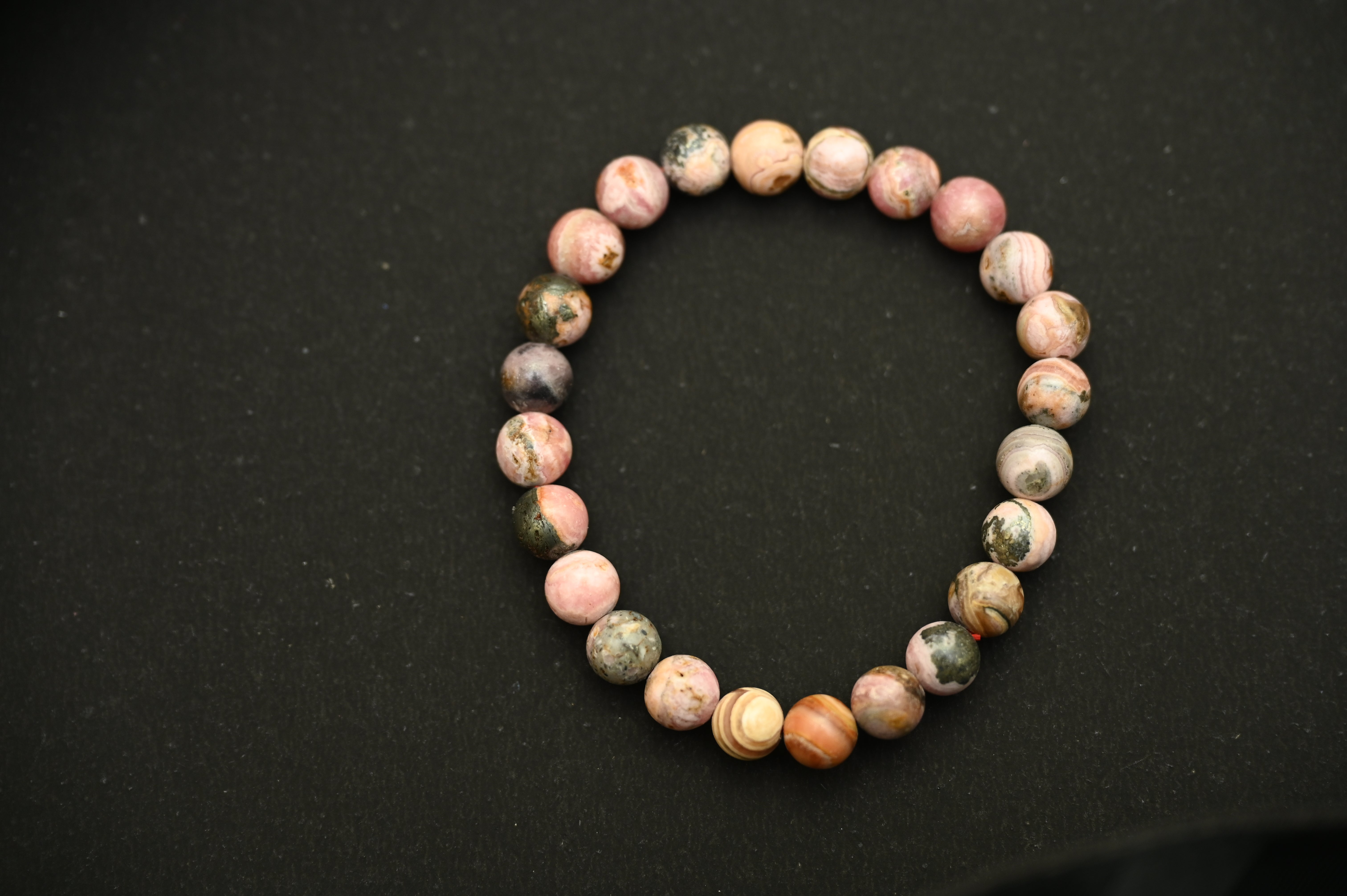Rhodonite Round Stone Elastic Bracelet