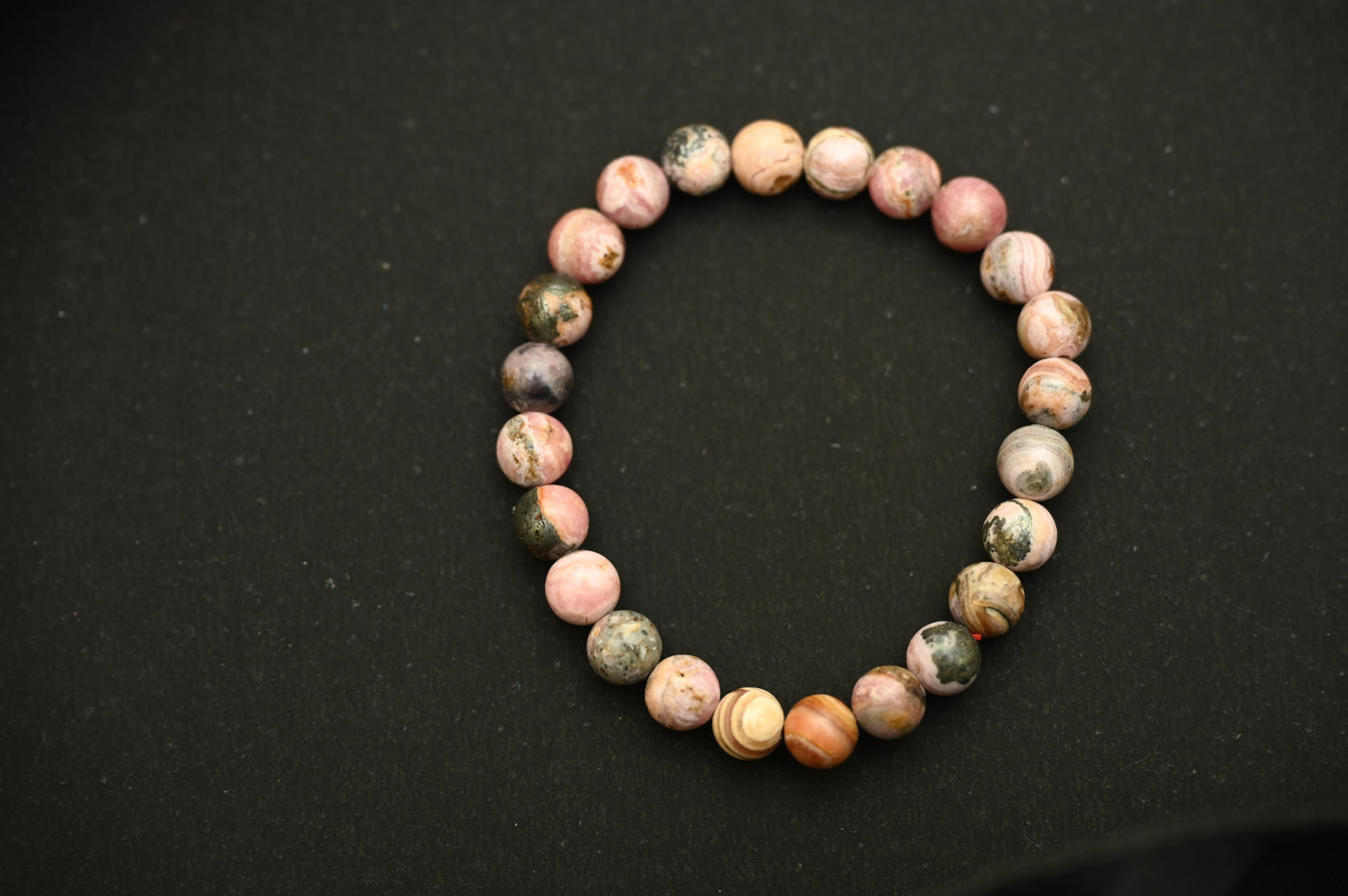 Rhodonite Round Stone Elastic Bracelet