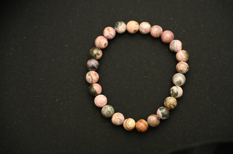 Rhodonite Round Stone Elastic Bracelet