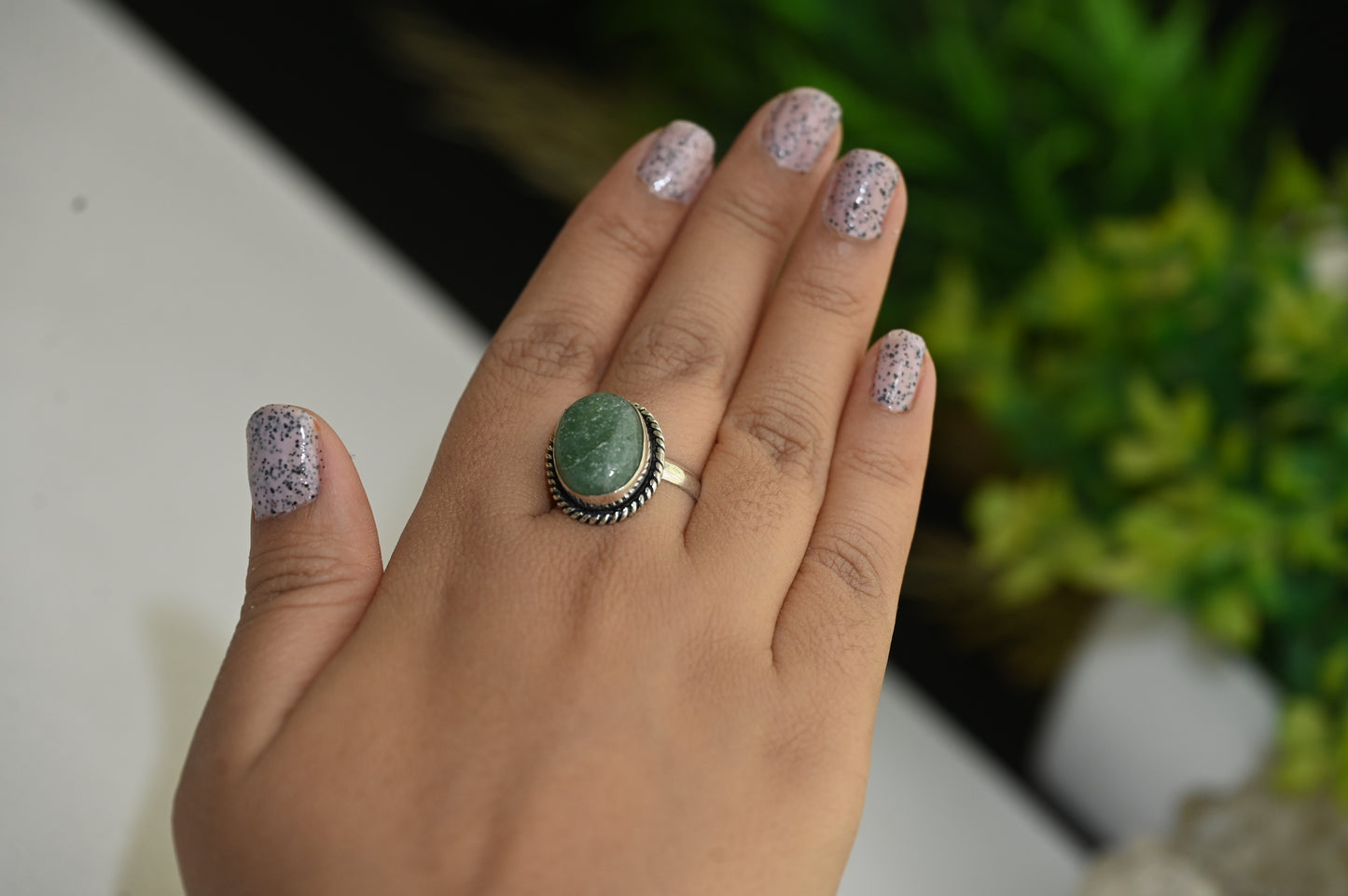 Green aventurine ring (AAA quality)