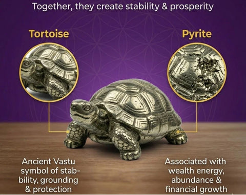Pyrite Tortoise (Kachhua) for Money, Protection & Vastu with lab certificate