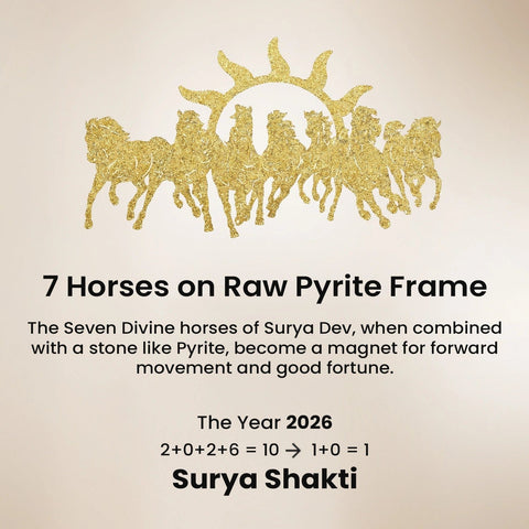 7 Horses Raw Pyrite Frame Combo (Free Evil Eye & Green Aventurine Bracelet)