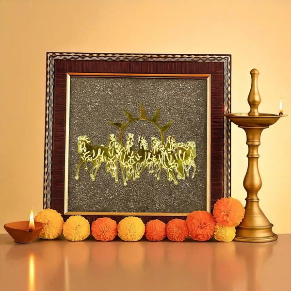 7 Horses Raw Pyrite Frame Combo (Free Evil Eye & Green Aventurine Bracelet)