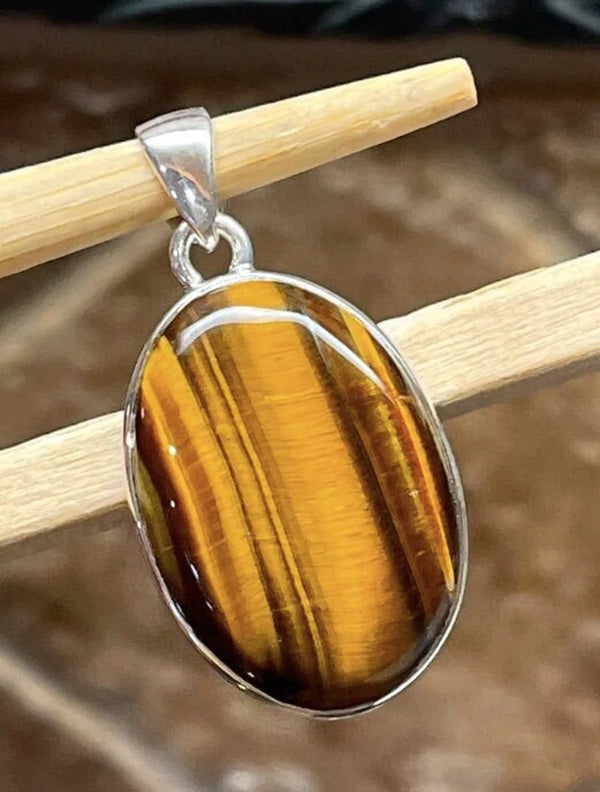 tiger eye pendent with chain