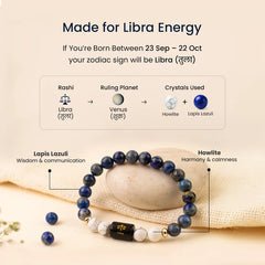 Libra (तुला राशि) Zodiac Lapis Lazuli & Howlite Bracelet
