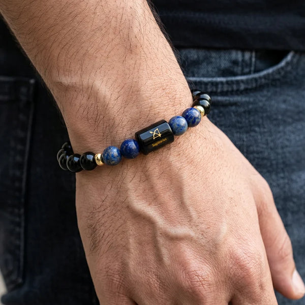Sagittarius (धनु) Zodiac Bracelet with FREE Raw Selenite Plate